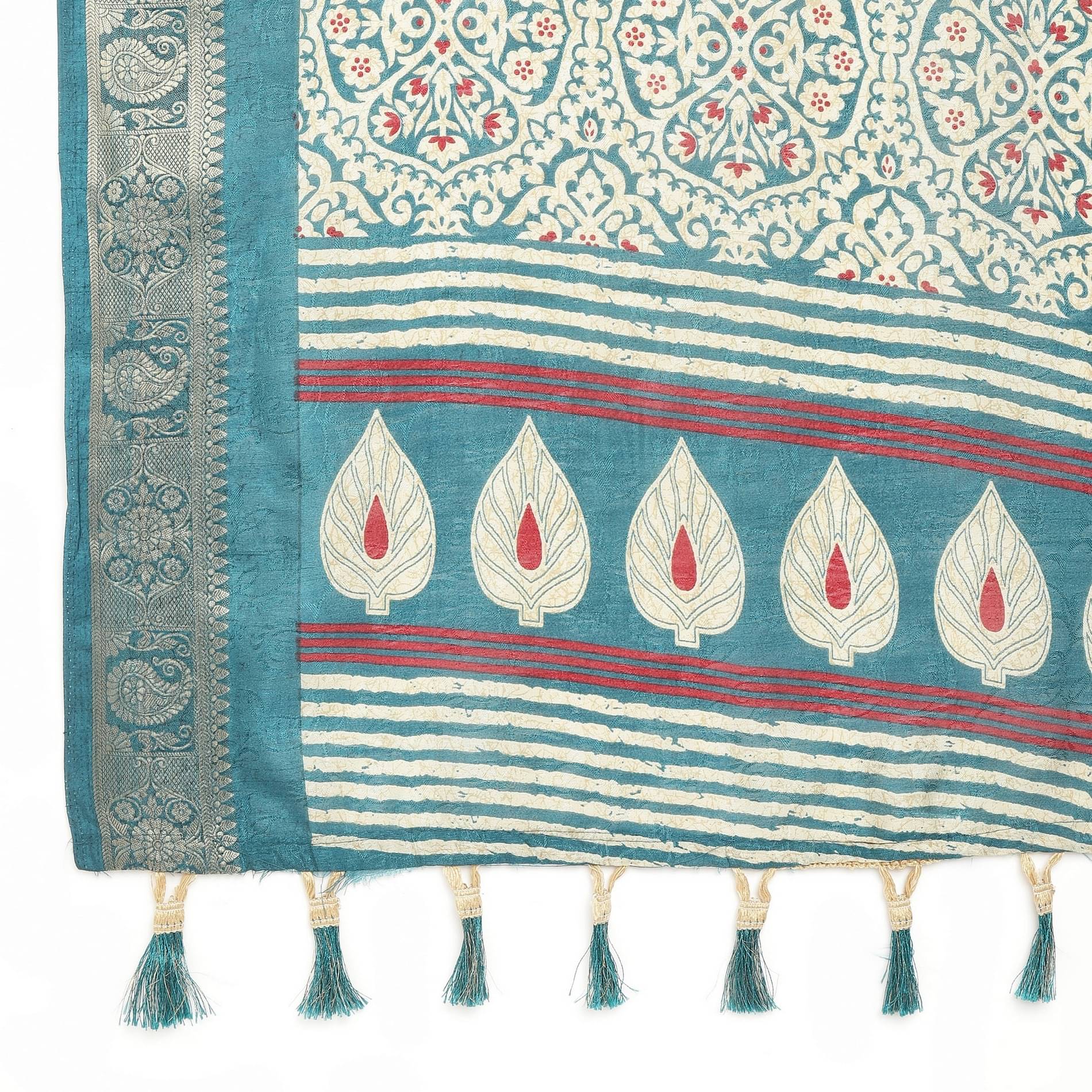 Rekha Maniyar Silk Blend Woven Saree With Unstitched Blouse Piece ( Green ) Rekha Maniyar Silk Blend Woven Saree With Unstitched Blouse Piece ( Green )