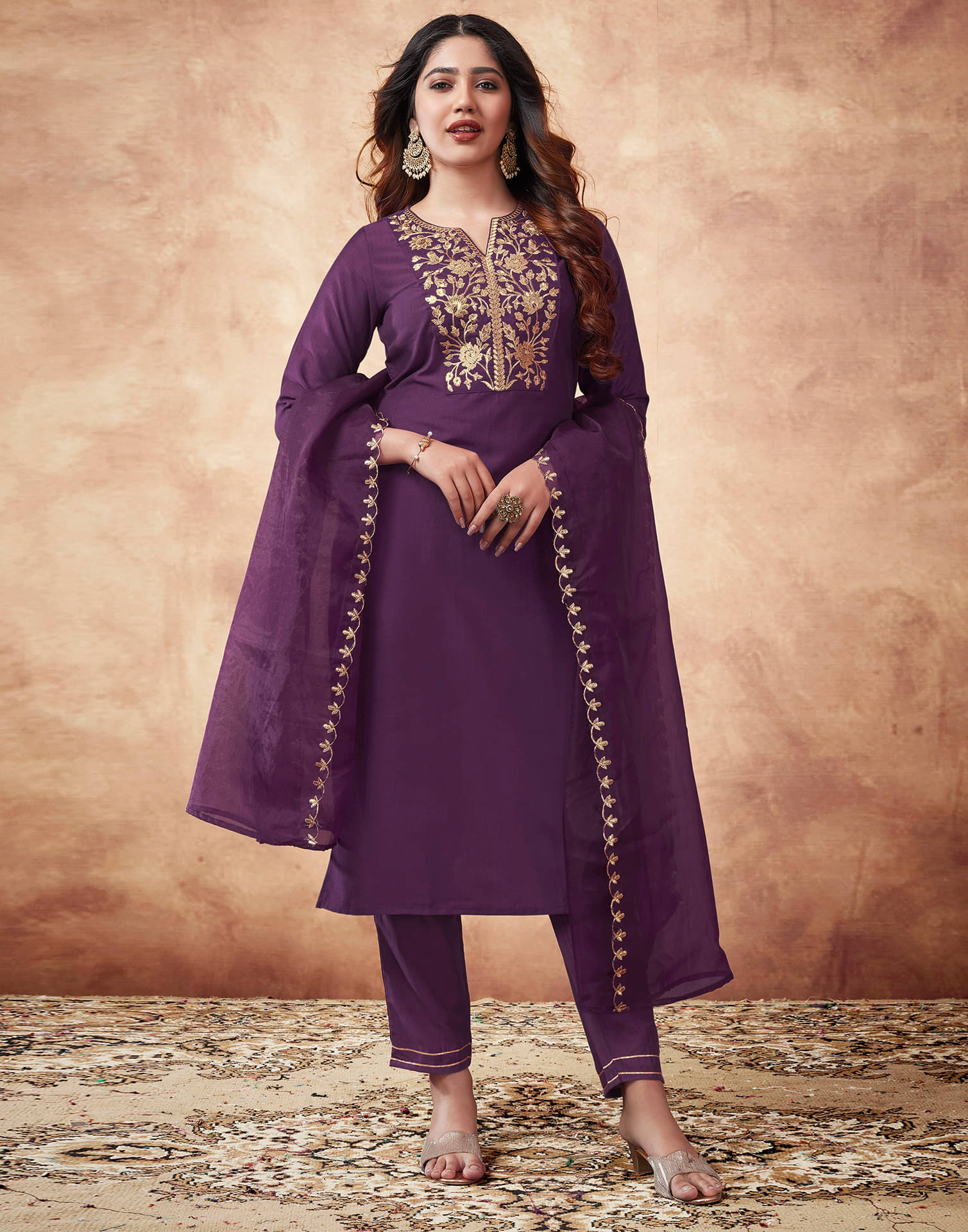 Skylee Organza Embroidered Kurti With Pants Women's Stitched Salwar Suit - Wine ( Pack of 1 ) Skylee Organza Embroidered Kurti With Pants Women's Stitched Salwar Suit - Wine ( Pack of 1 )