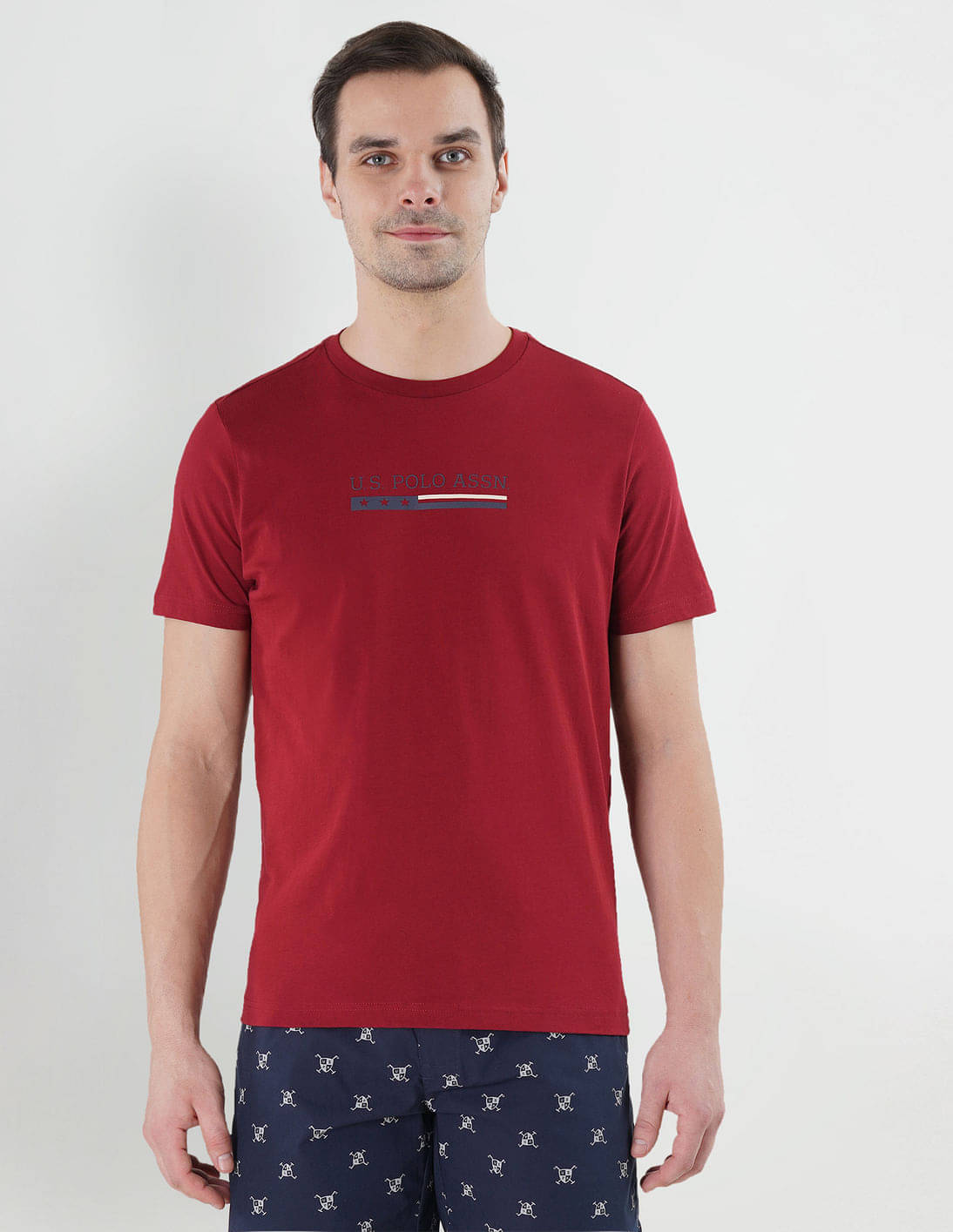     			U.S. Polo Assn. Cotton Regular Fit Printed Half Sleeves Men's T-Shirt - Red ( Pack of 1 )