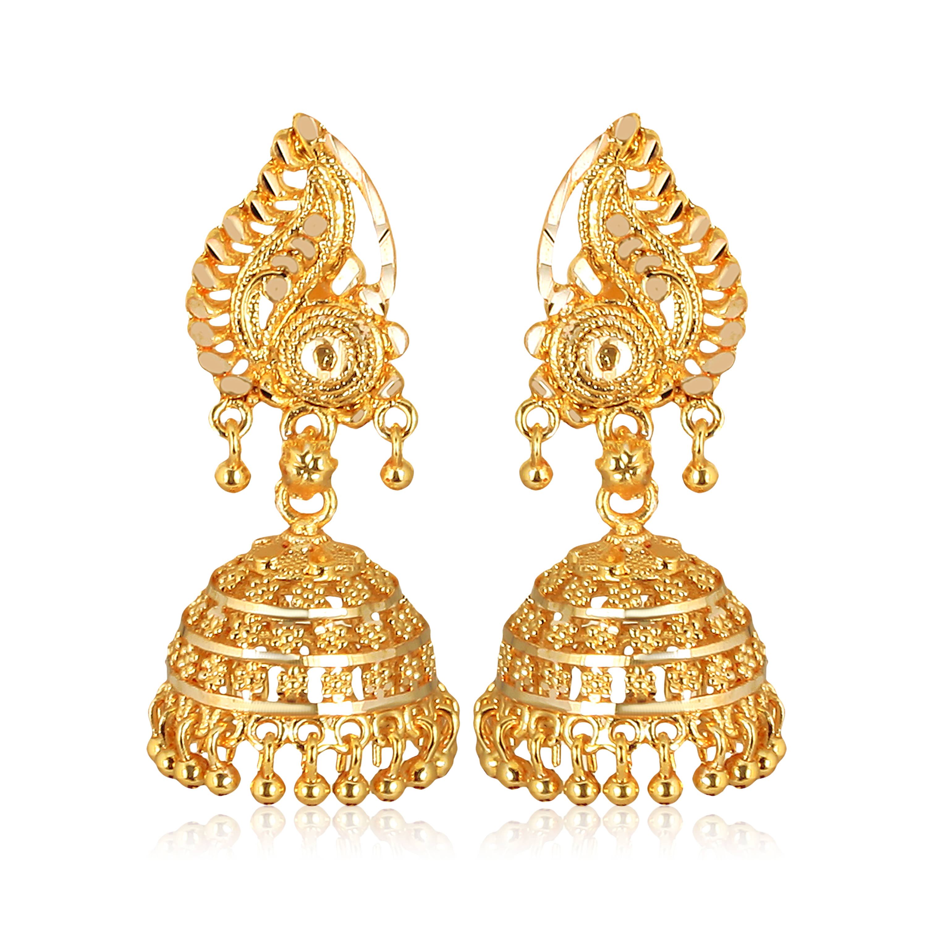     			Vighnaharta Golden Jhumki Earrings ( Pack of 1 )