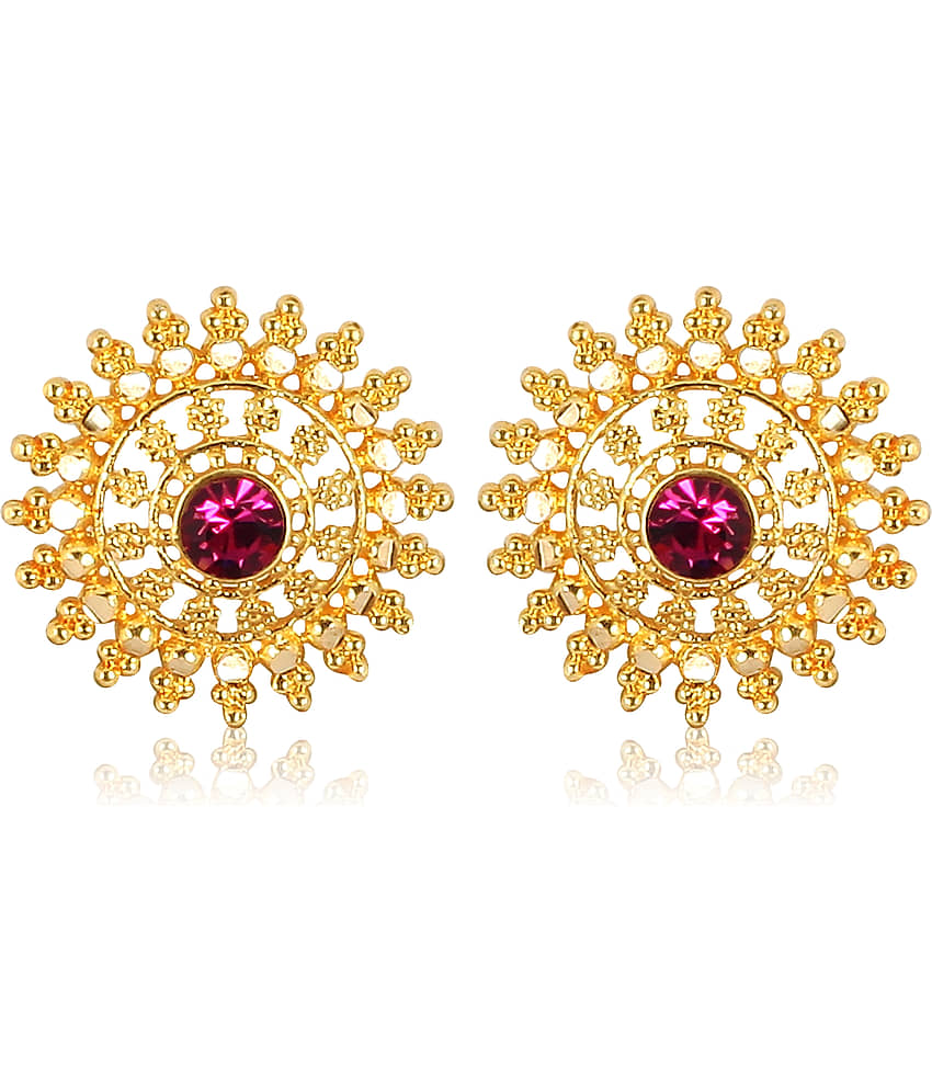 Vighnaharta Golden Stud Earrings ( Pack of 1 ) - Earrings | Buy online on ZillyBuy