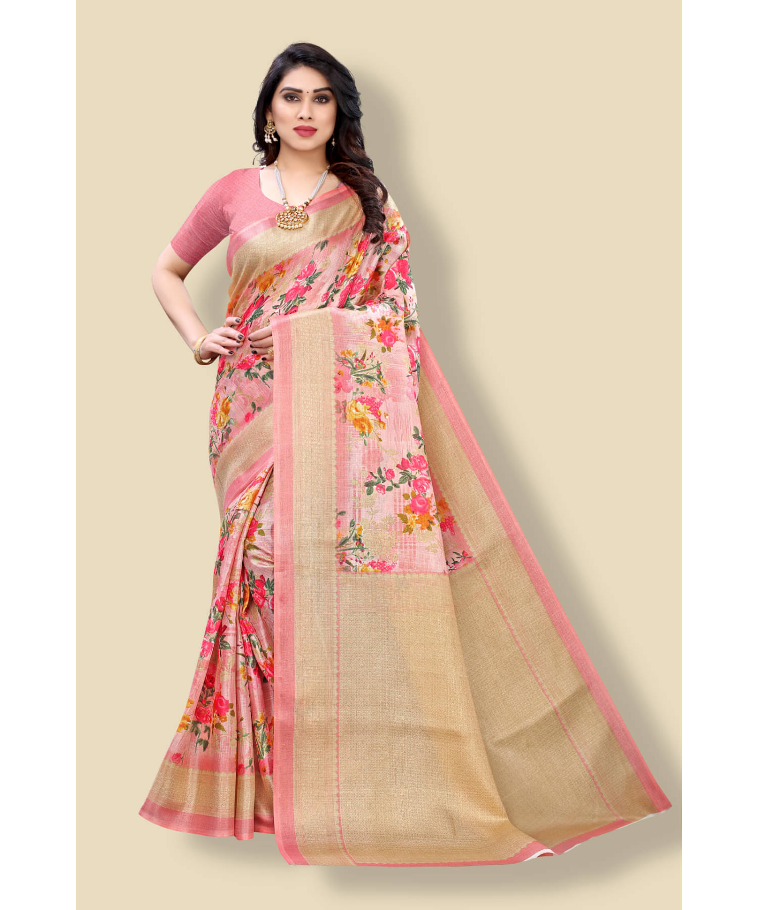 Aadvika Art Silk Printed Saree With Unstitched Blouse Piece ( Grey Melange ) Aadvika Art Silk Printed Saree With Unstitched Blouse Piece ( Grey Melange )