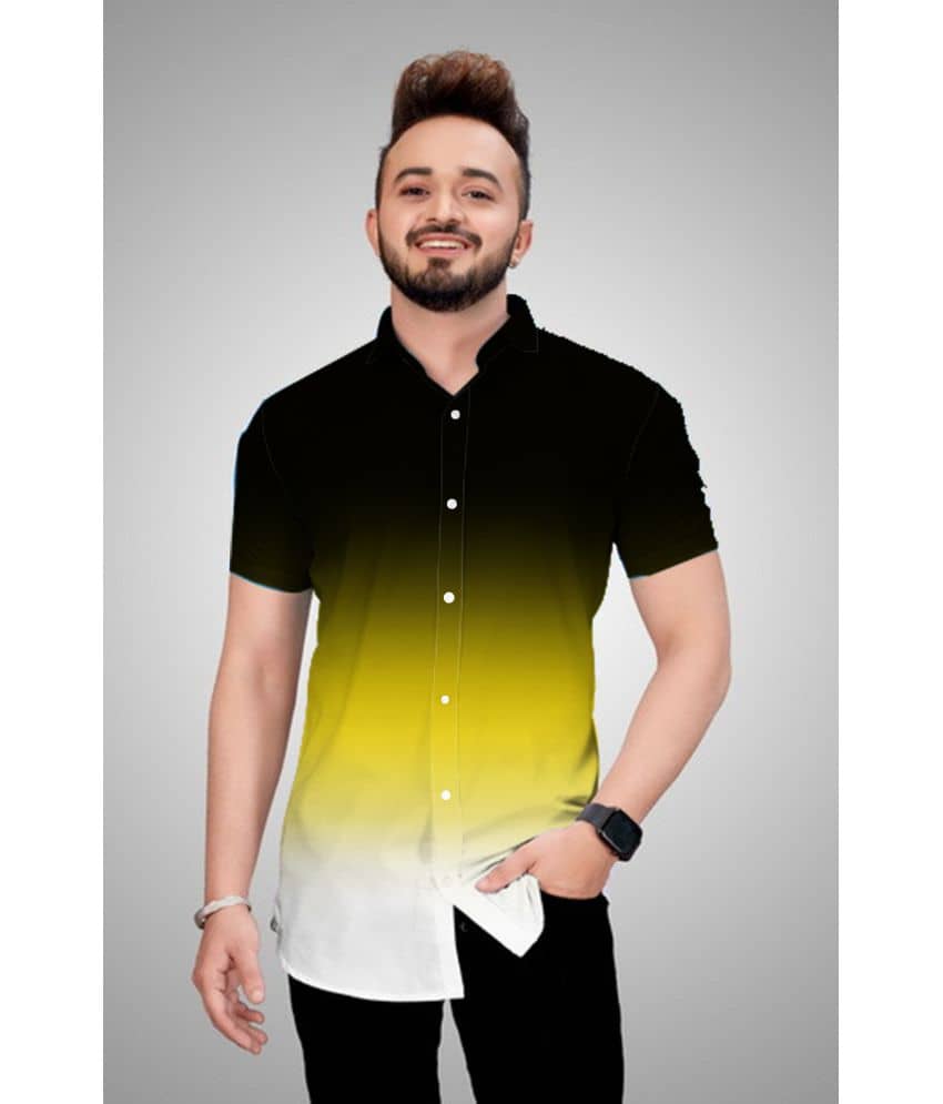 BOUGHT FIRST Cotton Blend Regular Fit Dyed Half Sleeves Men's Casual Shirt - Orange ( Pack of 1 )