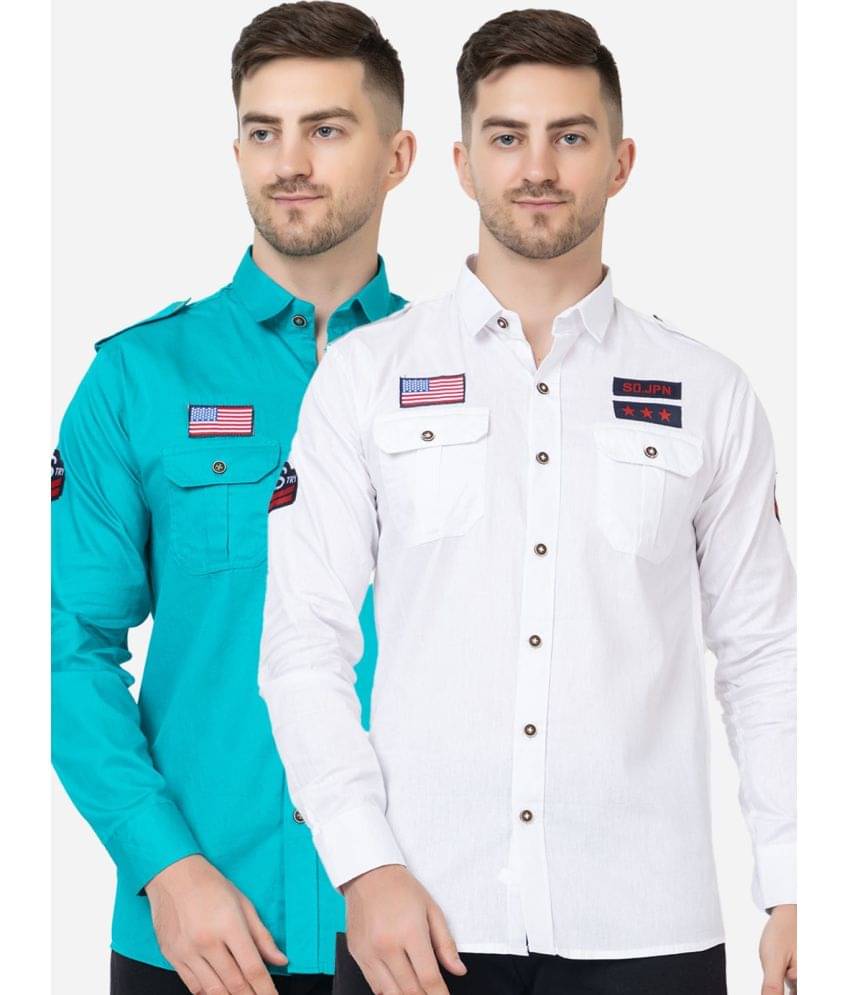     			FREKMAN 100% Cotton Regular Fit Solids Full Sleeves Men's Casual Shirt - Multi ( Pack of 2 )