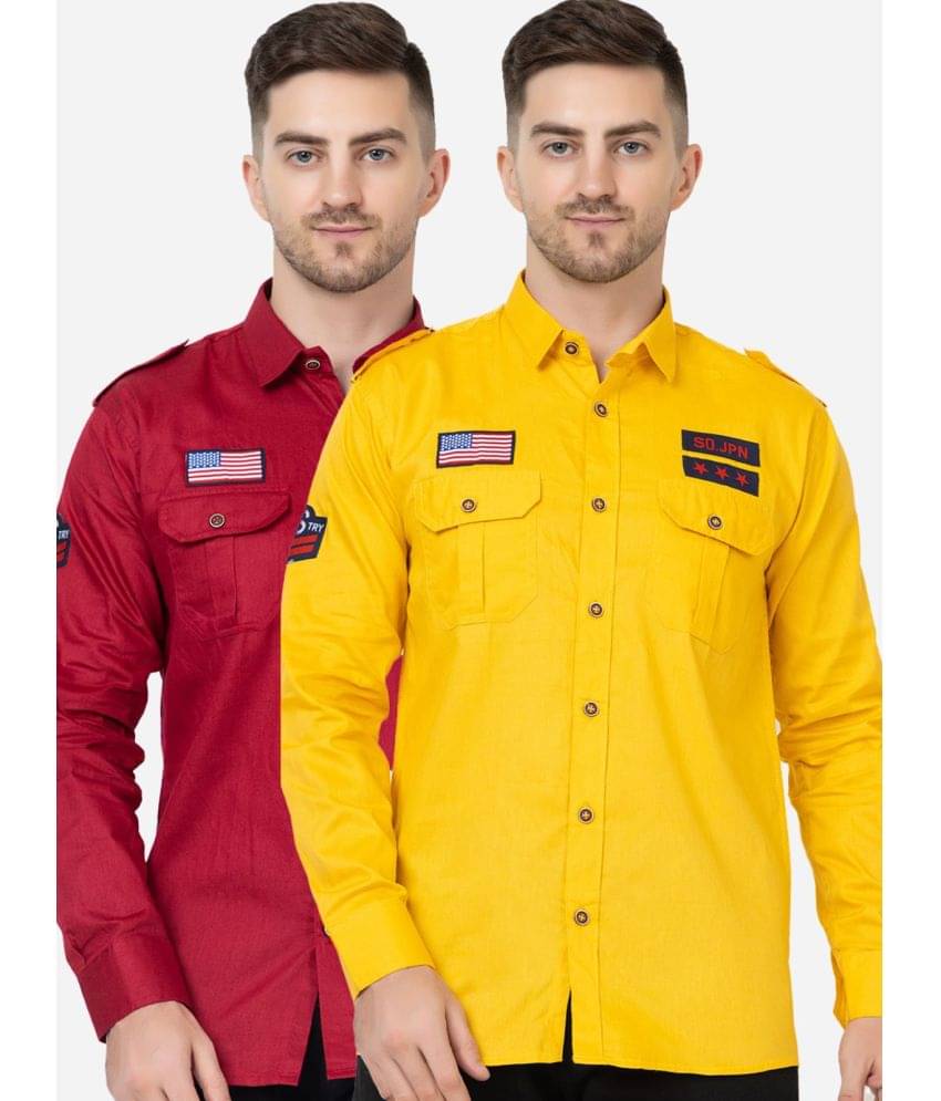     			FREKMAN 100% Cotton Regular Fit Solids Full Sleeves Men's Casual Shirt - Multi ( Pack of 2 )