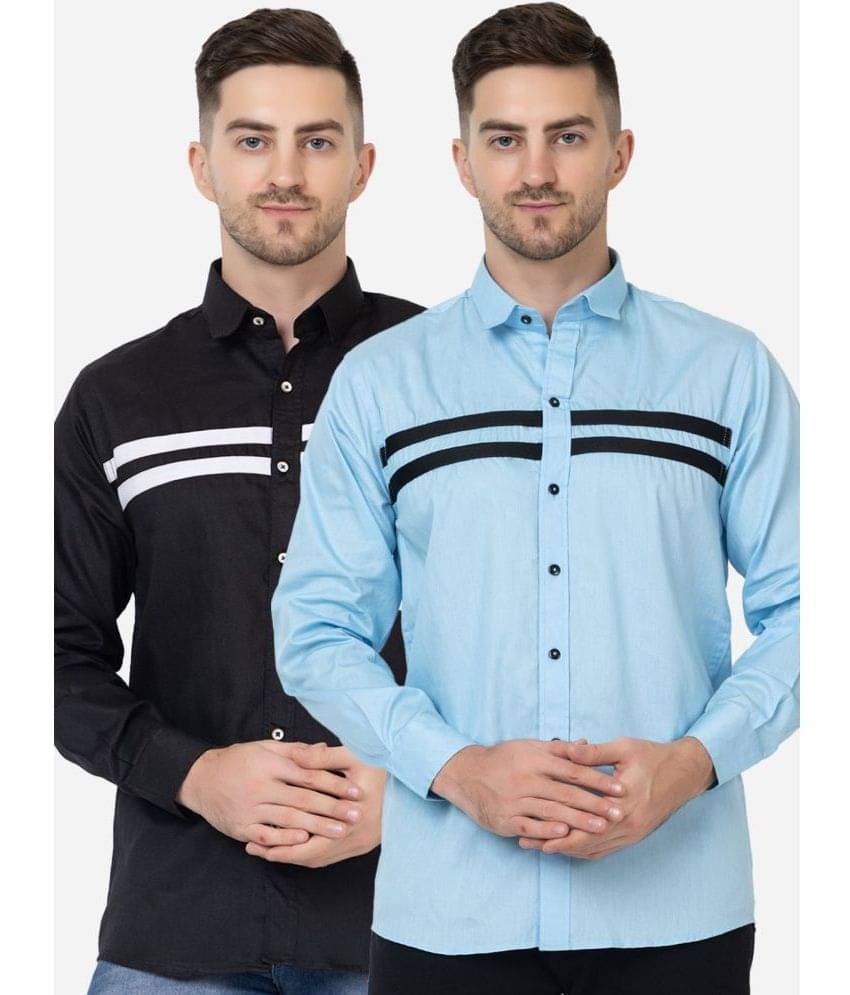 FREKMAN 100% Cotton Regular Fit Striped Full Sleeves Men's Casual Shirt - Multi ( Pack of 2 ) FREKMAN 100% Cotton Regular Fit Striped Full Sleeves Men's Casual Shirt - Multi ( Pack of 2 )
