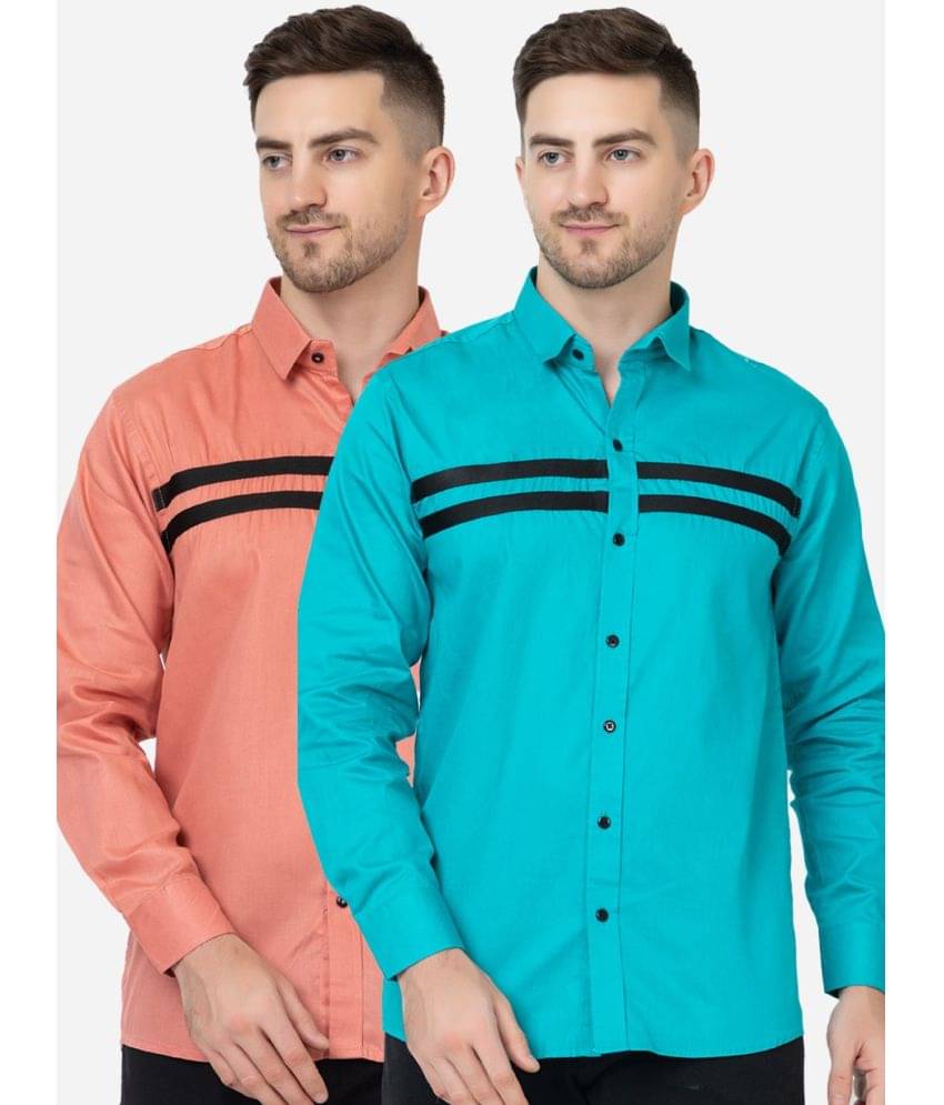 FREKMAN 100% Cotton Regular Fit Striped Full Sleeves Men's Casual Shirt - Multi ( Pack of 2 ) FREKMAN 100% Cotton Regular Fit Striped Full Sleeves Men's Casual Shirt - Multi ( Pack of 2 )