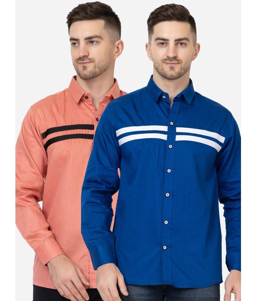     			FREKMAN 100% Cotton Regular Fit Striped Full Sleeves Men's Casual Shirt - Multi ( Pack of 2 )