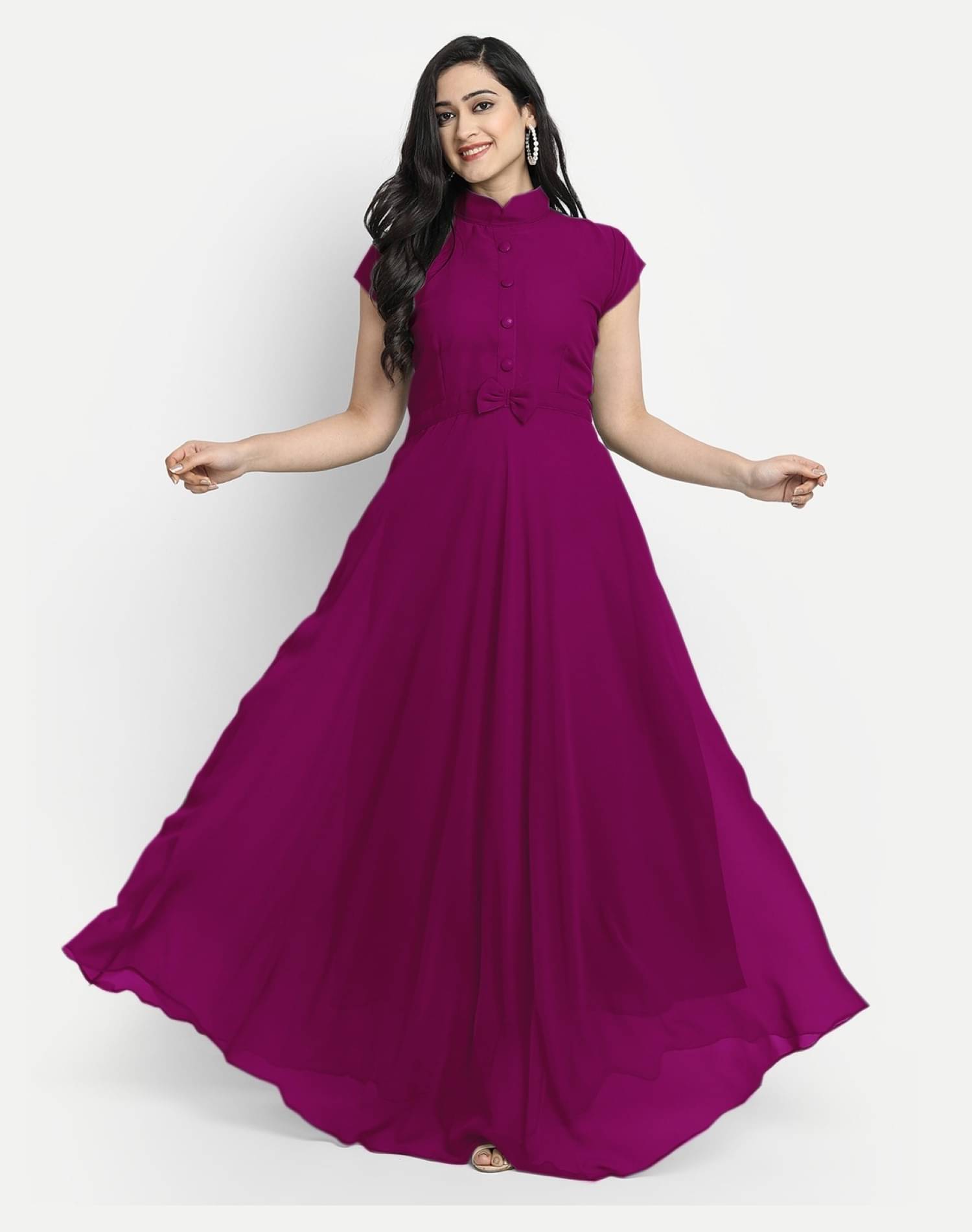     			JASH CREATION Women Georgette Solid Gown ( Wine )