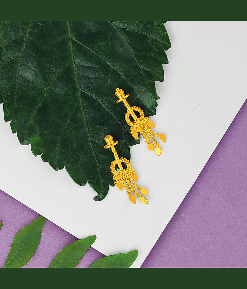 LUV FASHION Golden Drop Earrings ( Pack of 1 ) - Earrings | Buy online on ZillyBuy