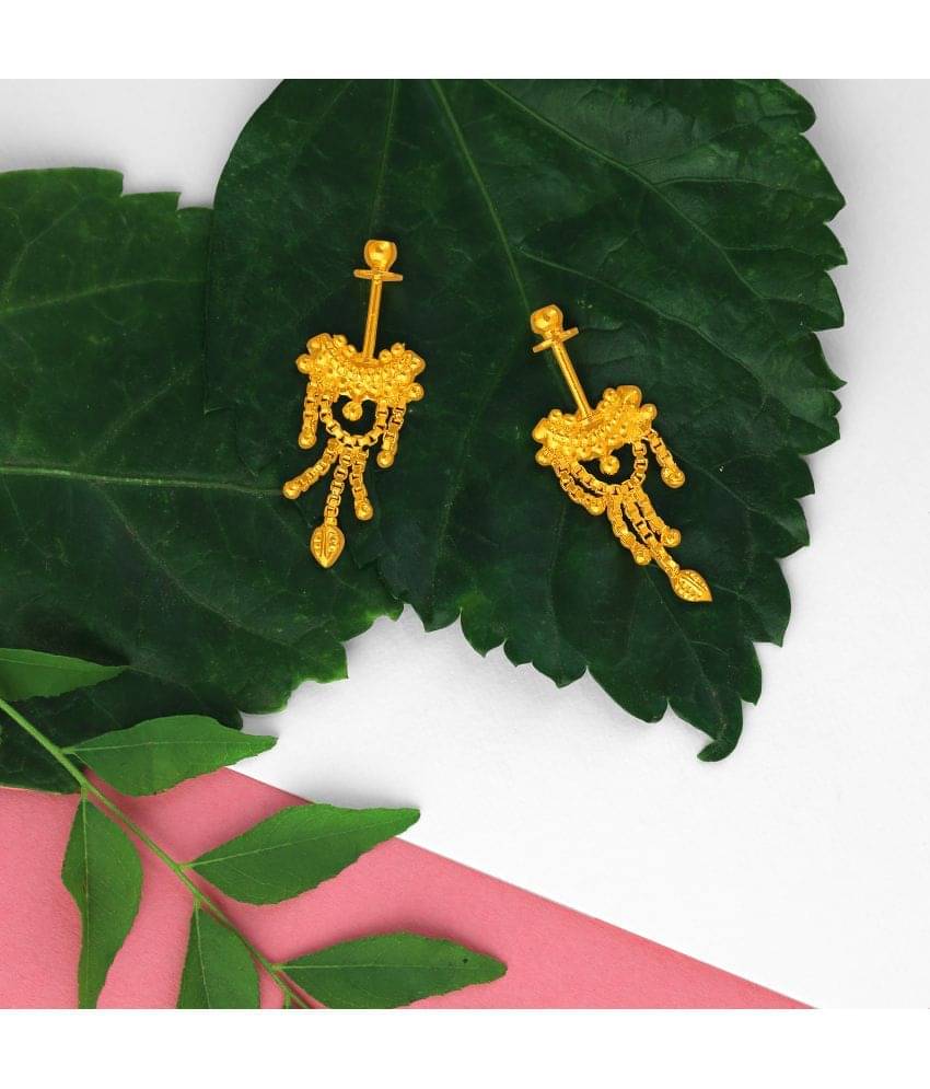     			LUV FASHION Golden Drop Earrings ( Pack of 1 )