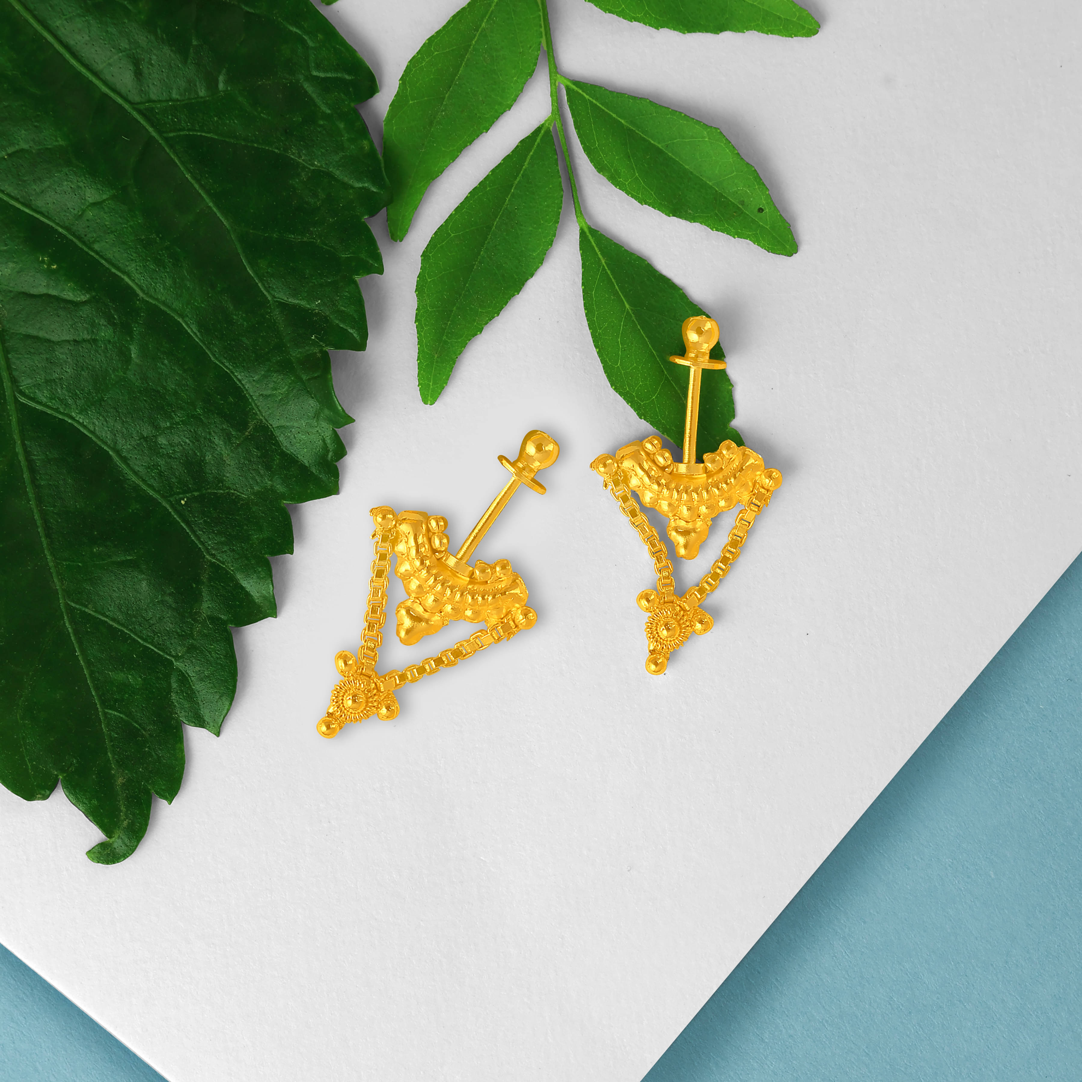     			LUV FASHION Golden Drop Earrings ( Pack of 1 )