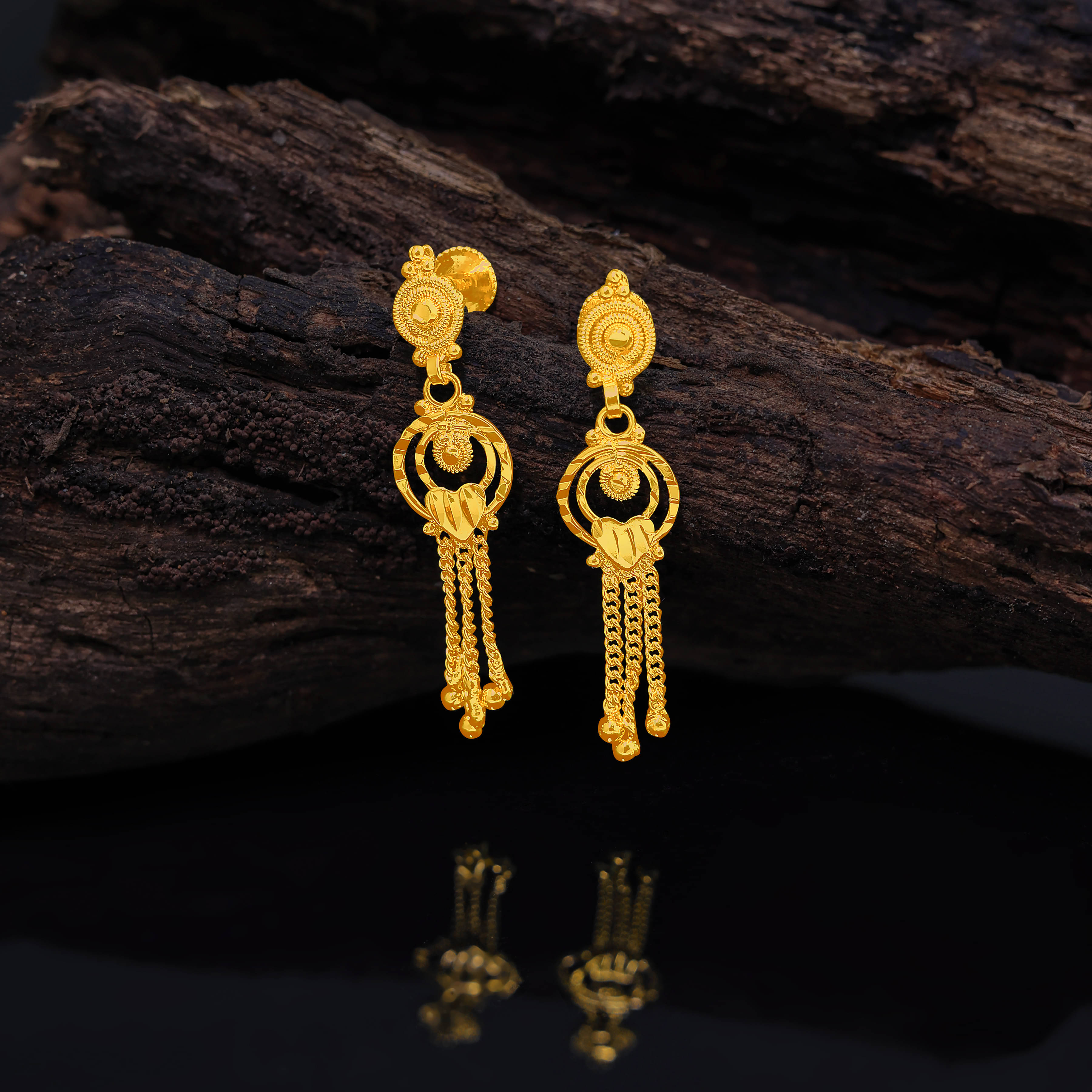     			LUV FASHION Golden Drop Earrings ( Pack of 1 )