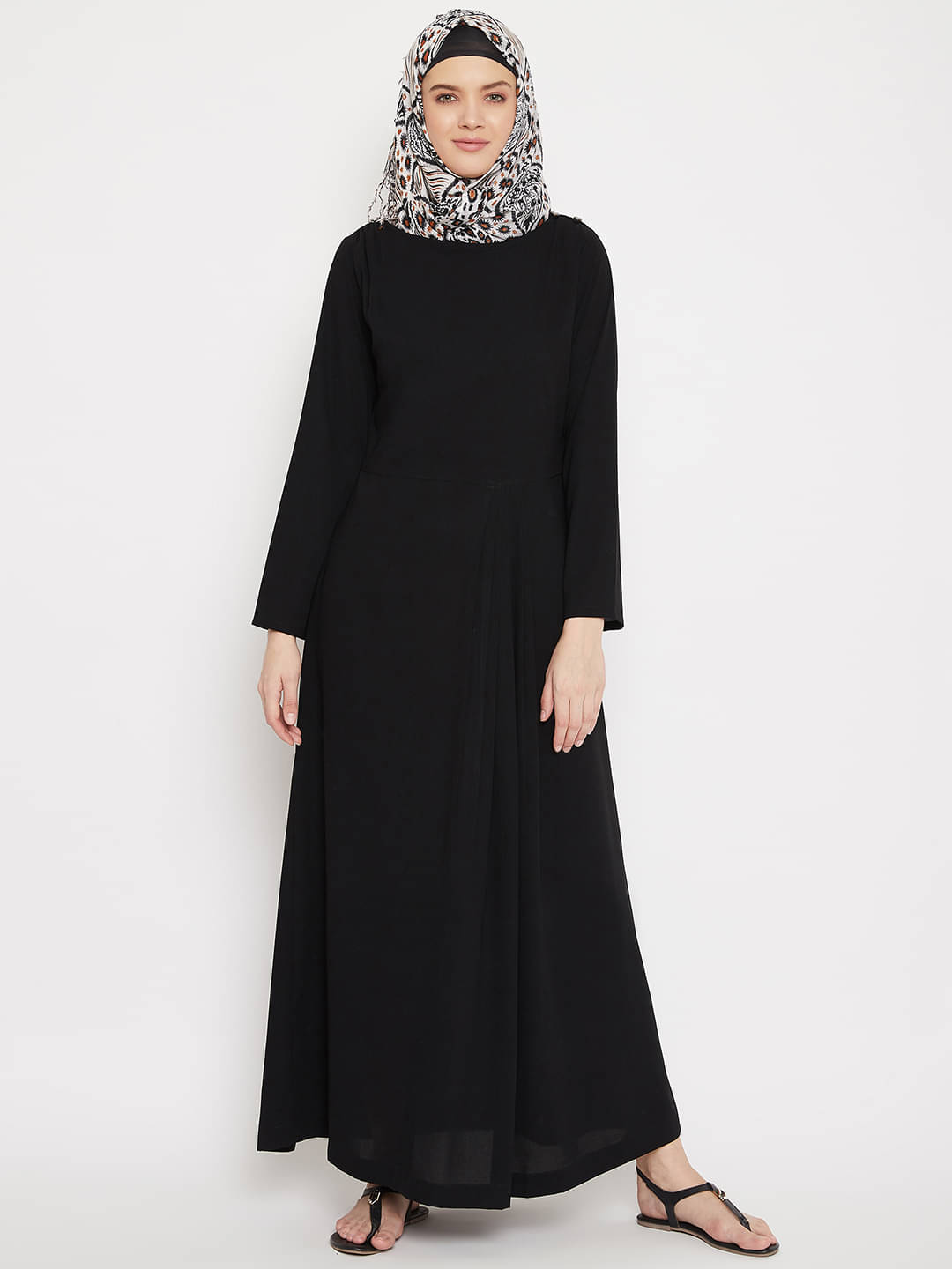     			Momin Libas Black Polyester Stitched Burqas without Hijab -