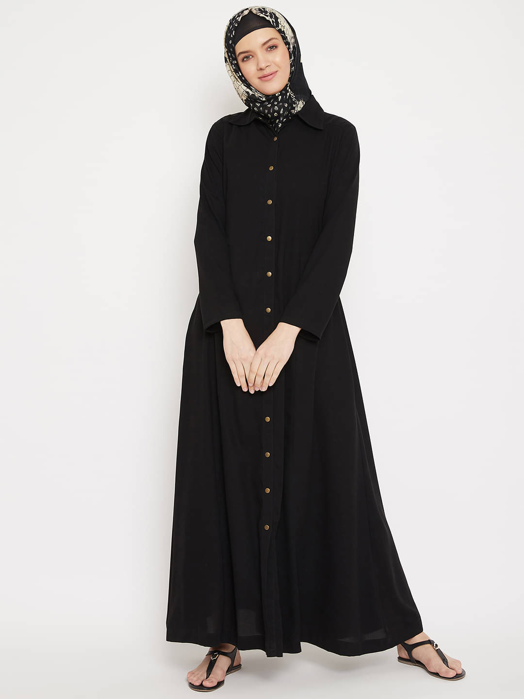     			Momin Libas Black Polyester Stitched Burqas without Hijab -
