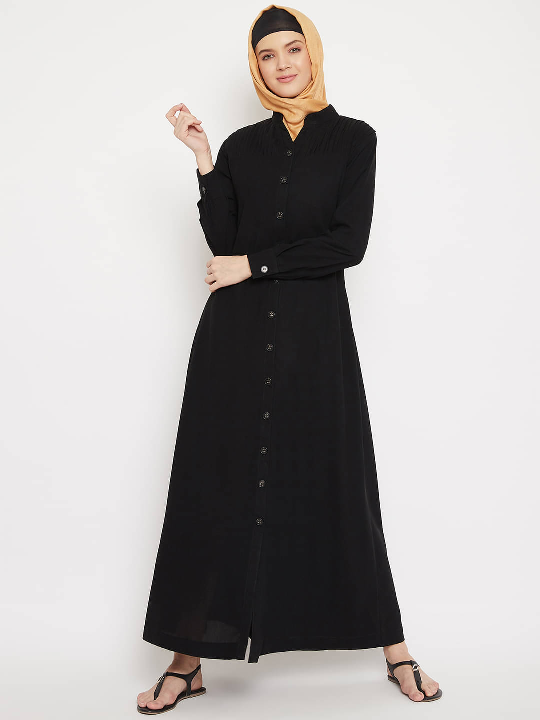 Momin Libas black Polyester Stitched Burqas without Hijab - Momin Libas black Polyester Stitched Burqas without Hijab -