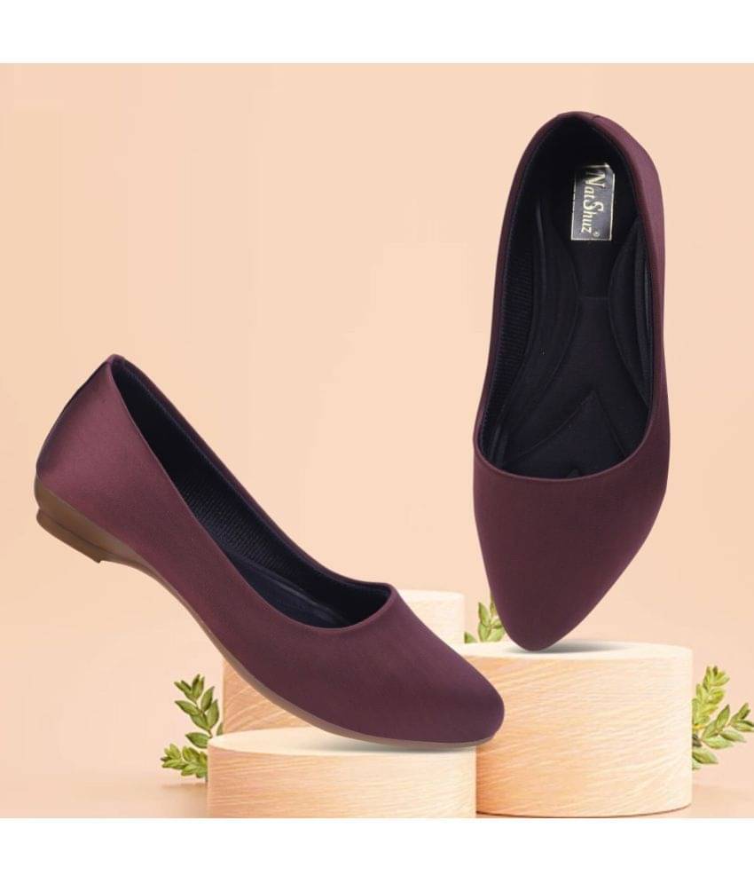     			NATSHUZ Wine Women's Formal Ballerinas