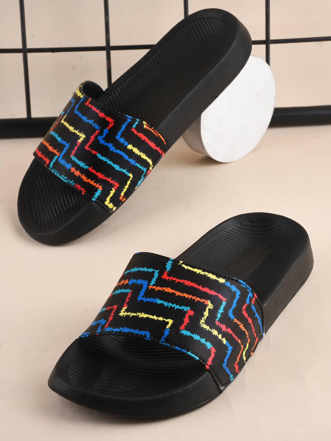 PERY PAO Black Men's Slide Flip Flop