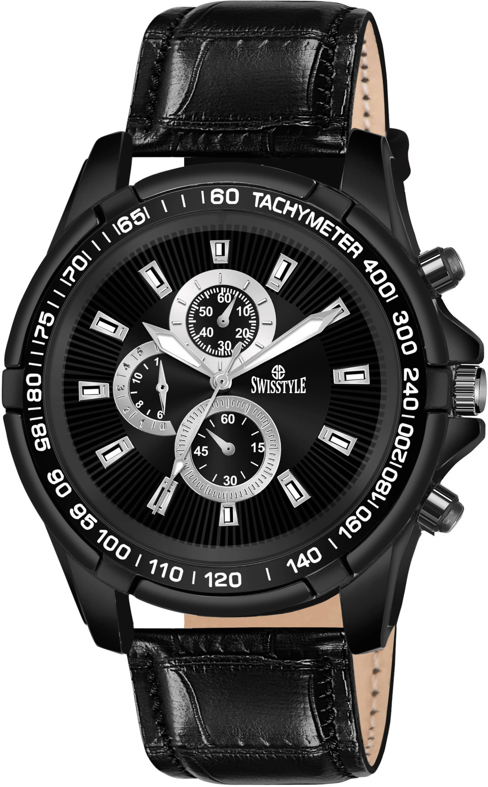 Swisstyle Black Leather Analog Men's Watch