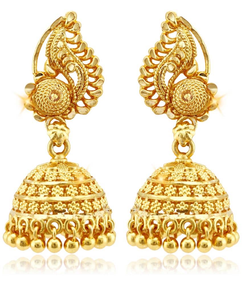 VIVASTRI Golden Jhumki Earrings ( Pack of 1 ) - Earrings | Buy online on ZillyBuy