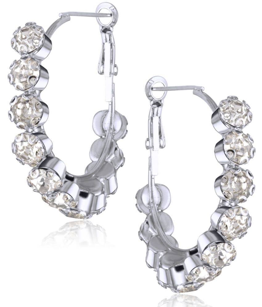 VIVASTRI Silver Hoops Earrings ( Pack of 1 ) - Earrings | Buy online on ZillyBuy