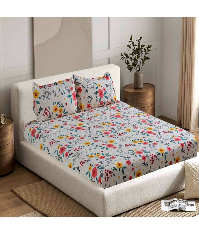     			Valtellina Cotton 1 Double Bedsheet with 2 Pillow Covers ( Off White )