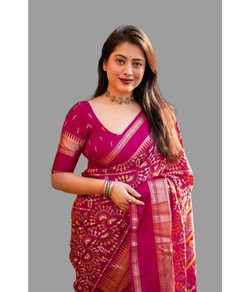 Bhuwal Fashion Crepe Printed Saree With Unstitched Blouse Piece ( Pink ) Bhuwal Fashion Crepe Printed Saree With Unstitched Blouse Piece ( Pink )