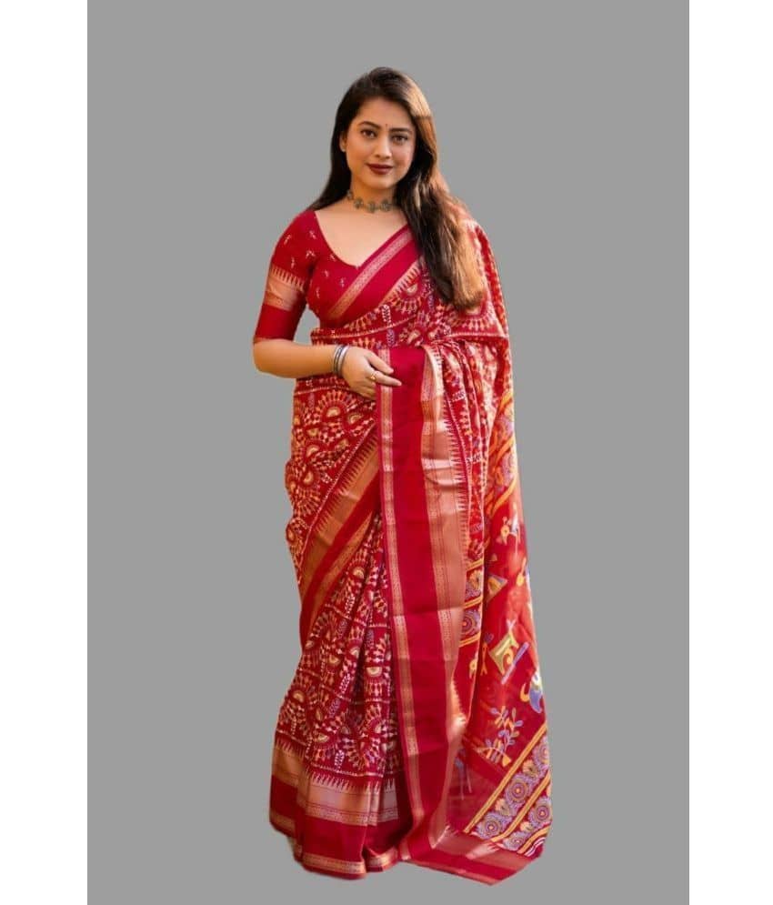Bhuwal Fashion Crepe Printed Saree With Unstitched Blouse Piece ( Wine ) - Sarees | Buy online on ZillyBuy
