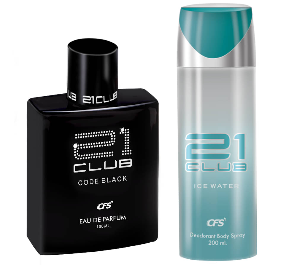     			CFS 21 Code Black EDP Long Lasting Perfume & Ice Water Deodorant Body Spray
