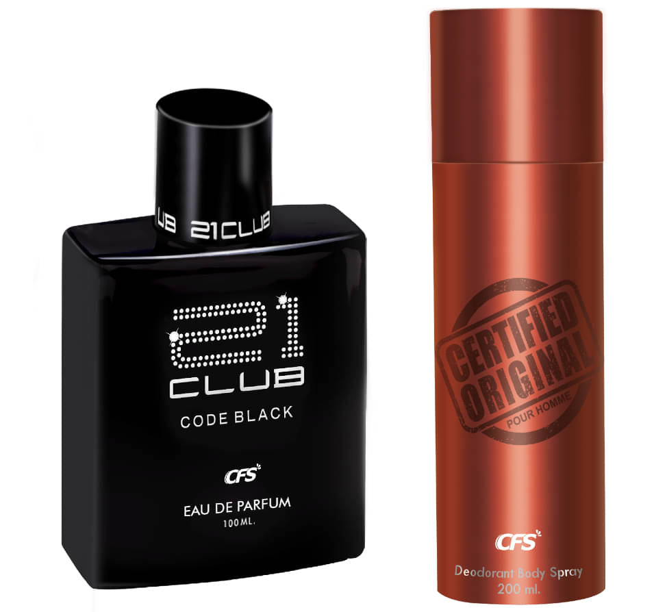    			CFS 21 Code Black EDP Long Lasting Perfume & Certified Brown Deodorant Body Spray