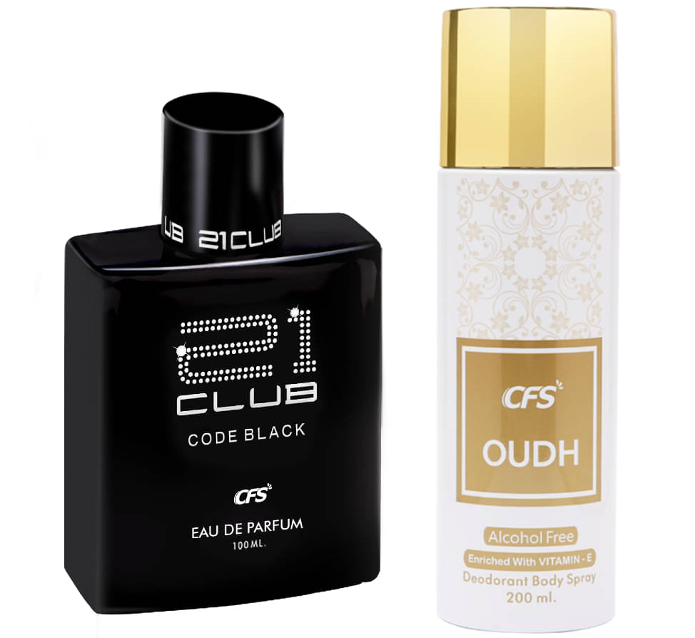     			CFS 21 Code Black EDP Long Lasting Perfume & Oudh White Deodorant Body Spray