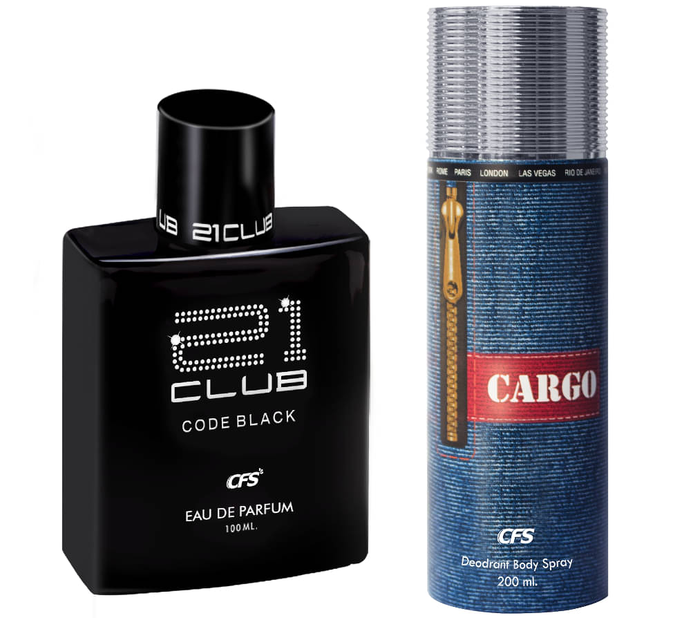     			CFS 21 Code Black EDP Long Lasting Perfume & Cargo Blue Deodorant Body Spray