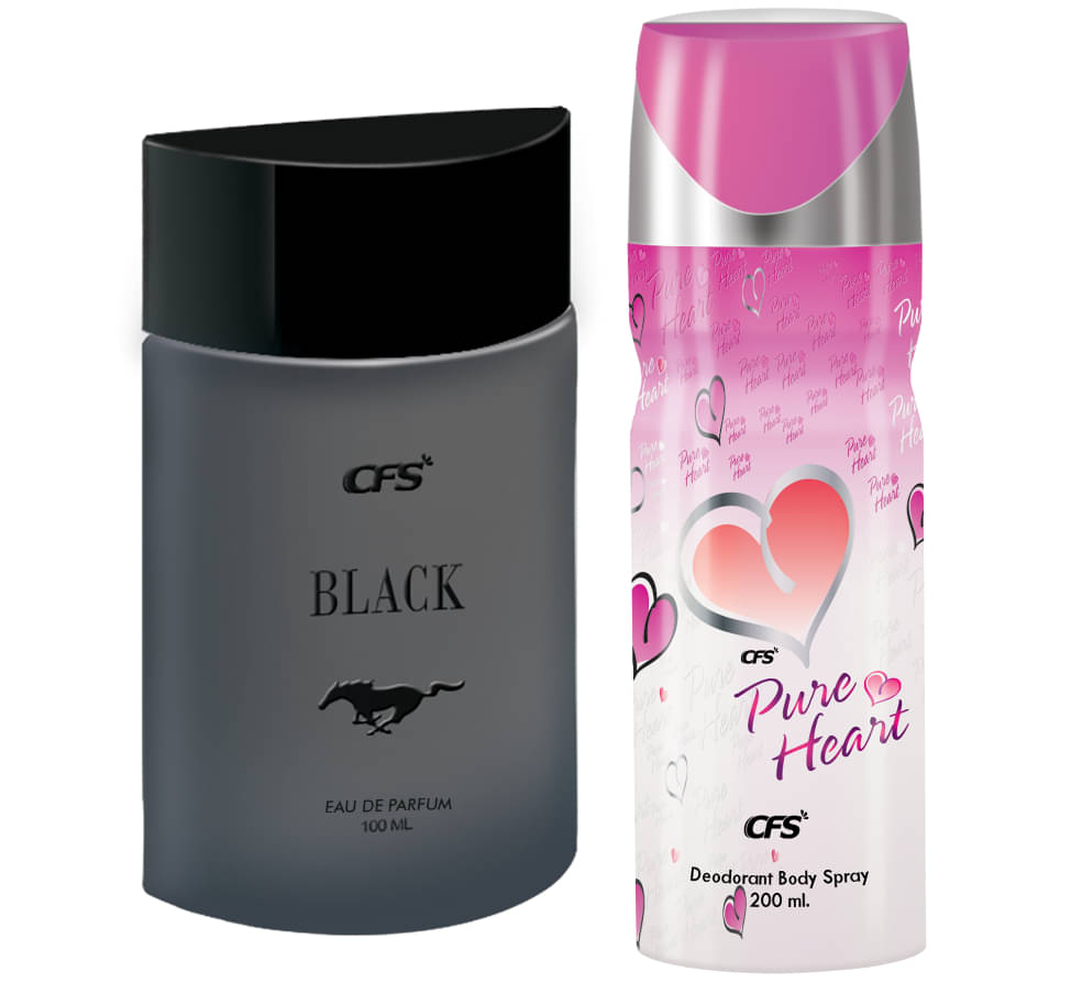     			CFS Black EDP Long Lasting Perfume & Pure Heart Pink Deodorant Body Spray