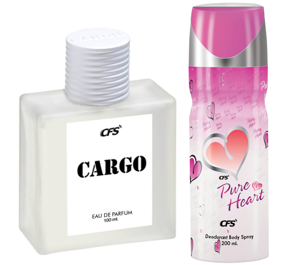     			CFS Cargo White EDP Long Lasting Perfume & Pure Heart Pink Deodorant Body Spray