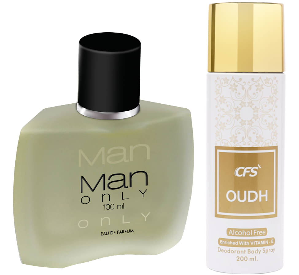     			CFS Man Only Black EDP Long Lasting Perfume & Oudh White Deodorant Body Spray