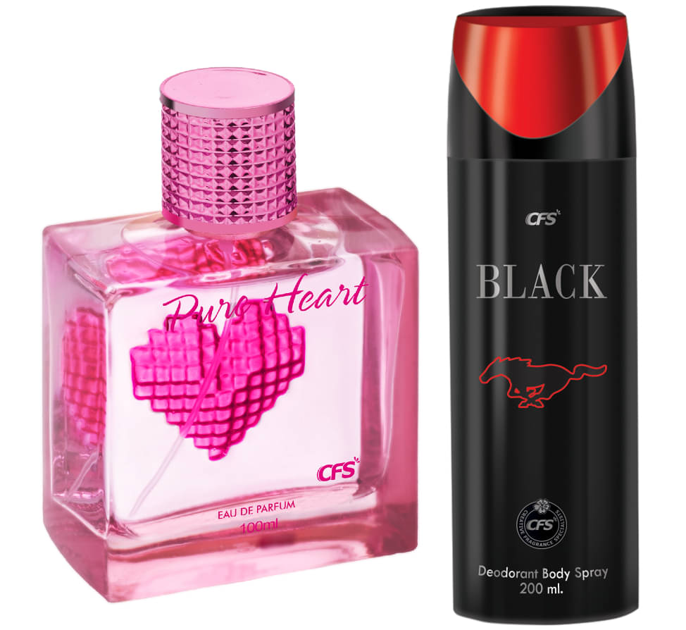     			CFS Pure Heart Pink EDP Long Lasting Perfume & Black Deodorant Body Spray