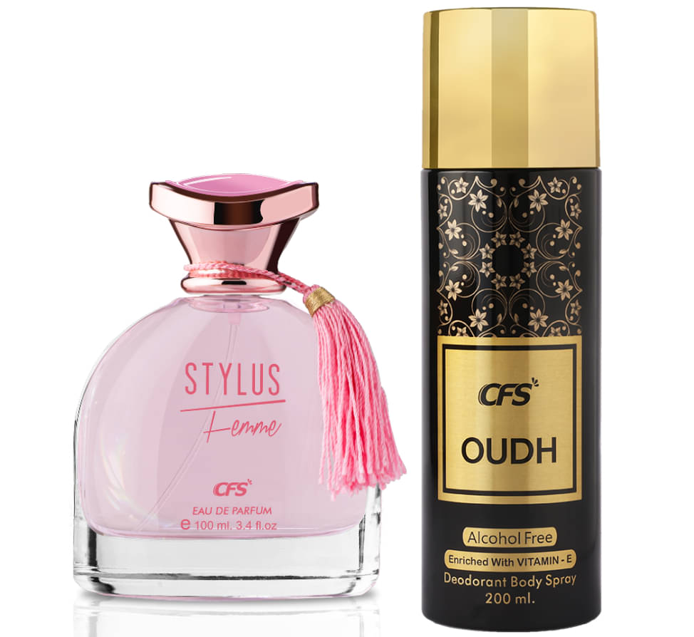    			CFS Stylus Pink EDP Long Lasting Perfume & Oudh Black Deodorant Body Spray