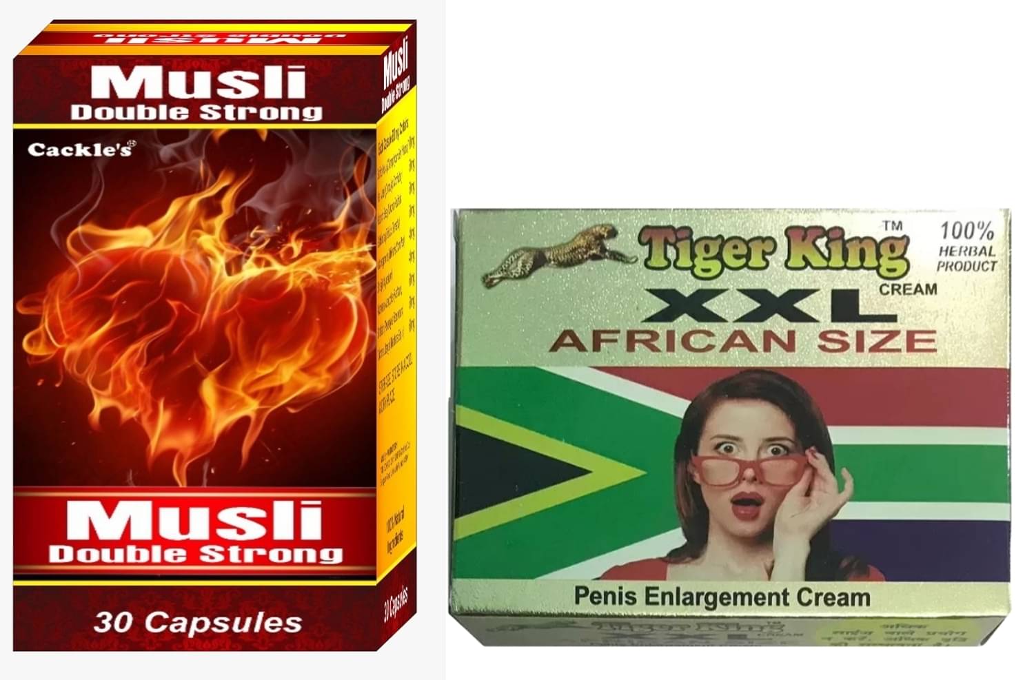 Cackle's Musli Double Strong Herbal Capsule 30no.s & Tiger King XXL Cream 25g Combo Pack For Men Cackle's Musli Double Strong Herbal Capsule 30no.s & Tiger King XXL Cream 25g Combo Pack For Men