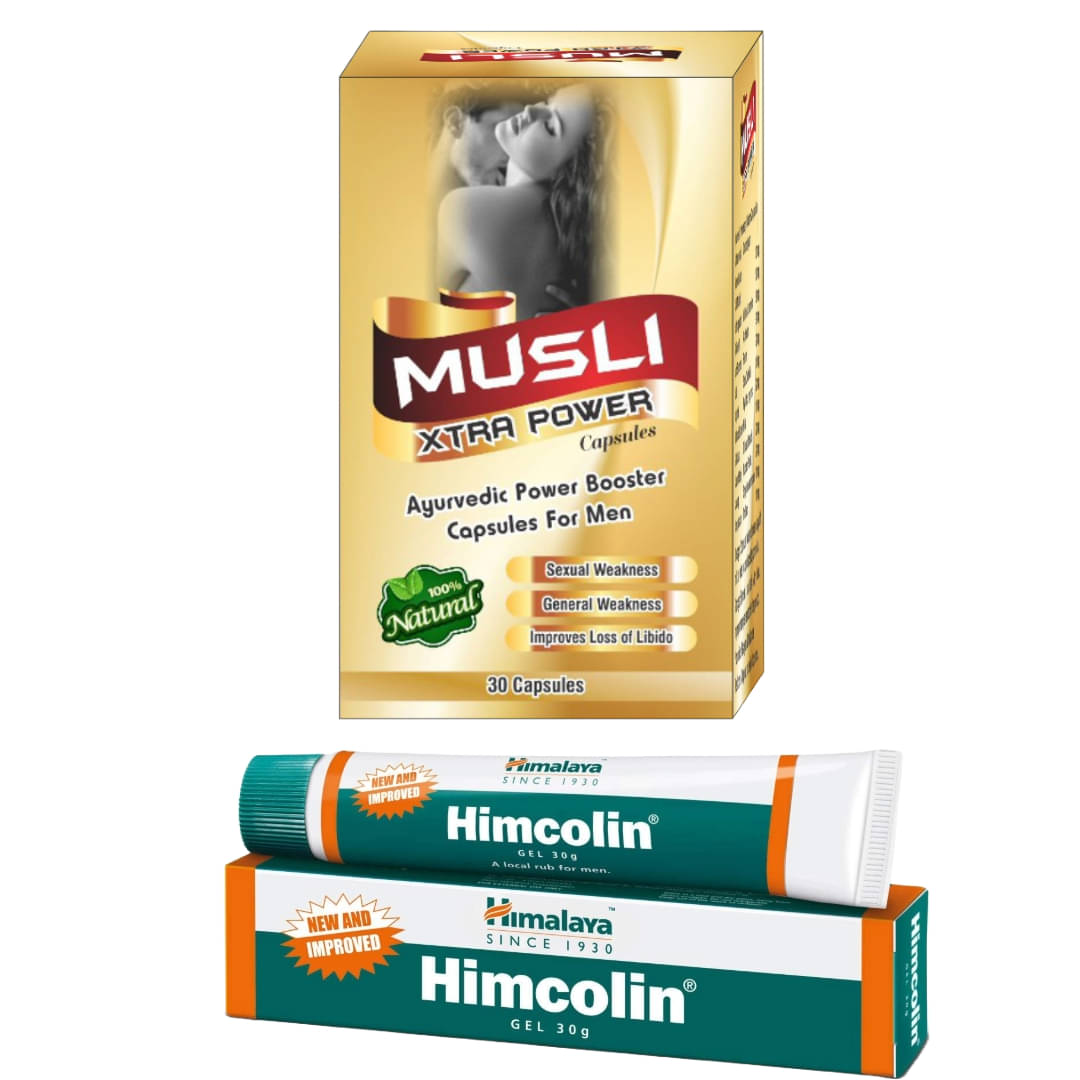    			Cackle's Musli Xtra Power Herbal Capsule Pack of 30no.s & Himcolin Gel 30g Combo Pack For Men