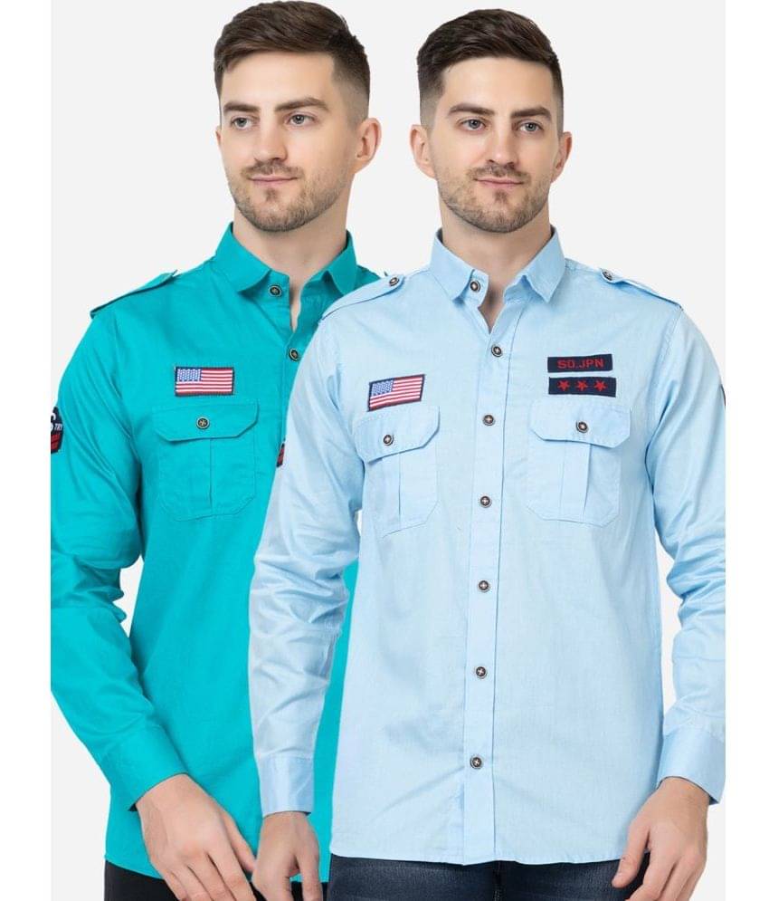     			FREKMAN 100% Cotton Regular Fit Solids Full Sleeves Men's Casual Shirt - Multi ( Pack of 2 )