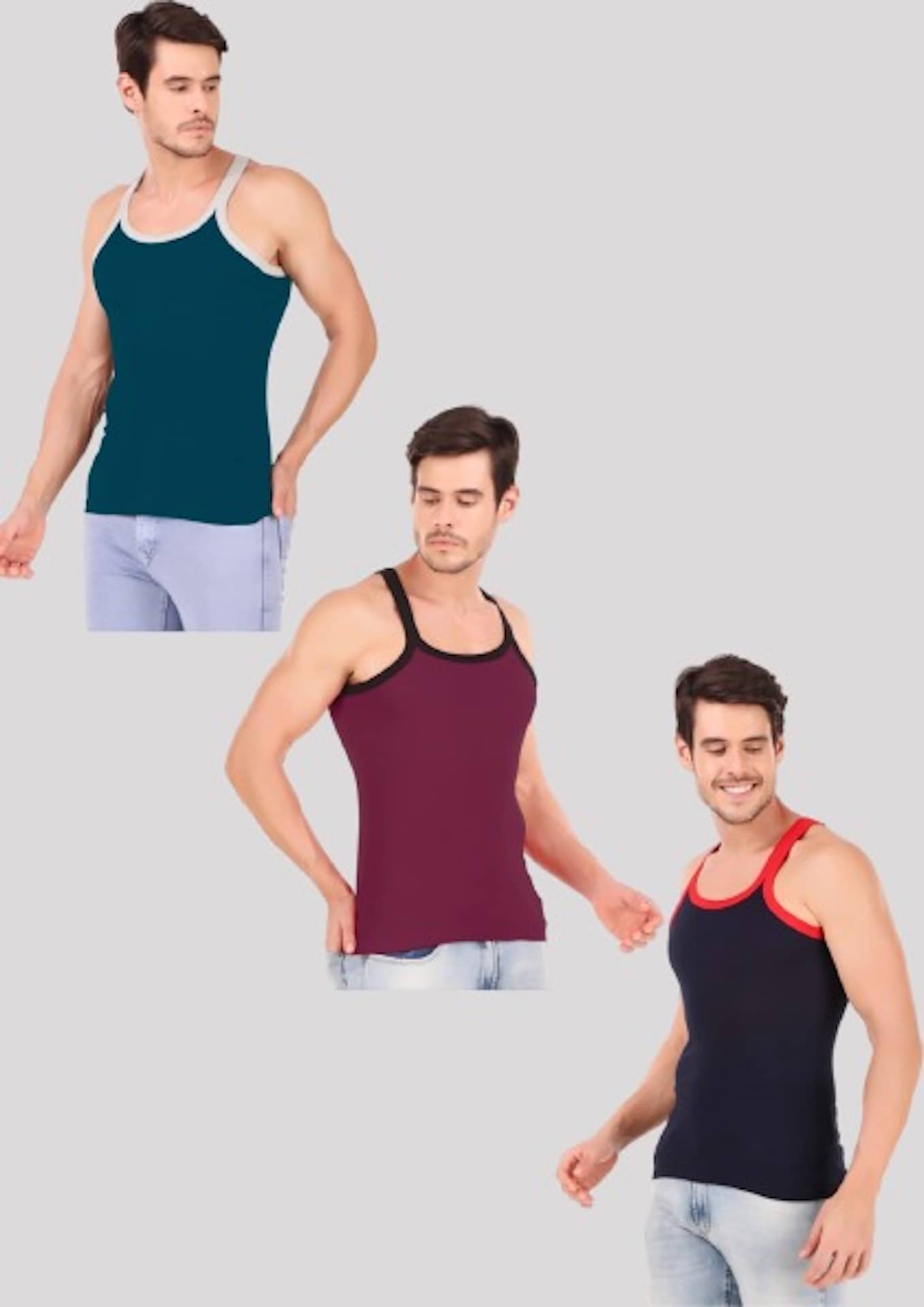 Hap Kings Pack of 3 Cotton Sleeveless vest For Men ( Multicolor ) - Nightwear & Loungewear | Buy online on ZillyBuy