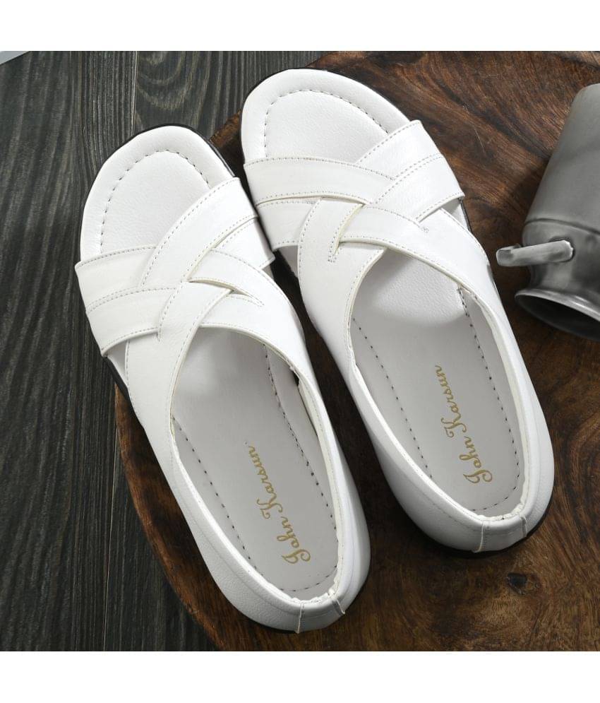    			John Karsun - White Men's Sandals