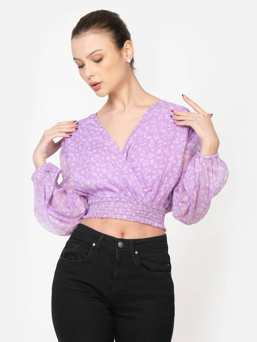June 9 Clothing Women's Chiffon Crop Top ( Purple ) June 9 Clothing Women's Chiffon Crop Top ( Purple )