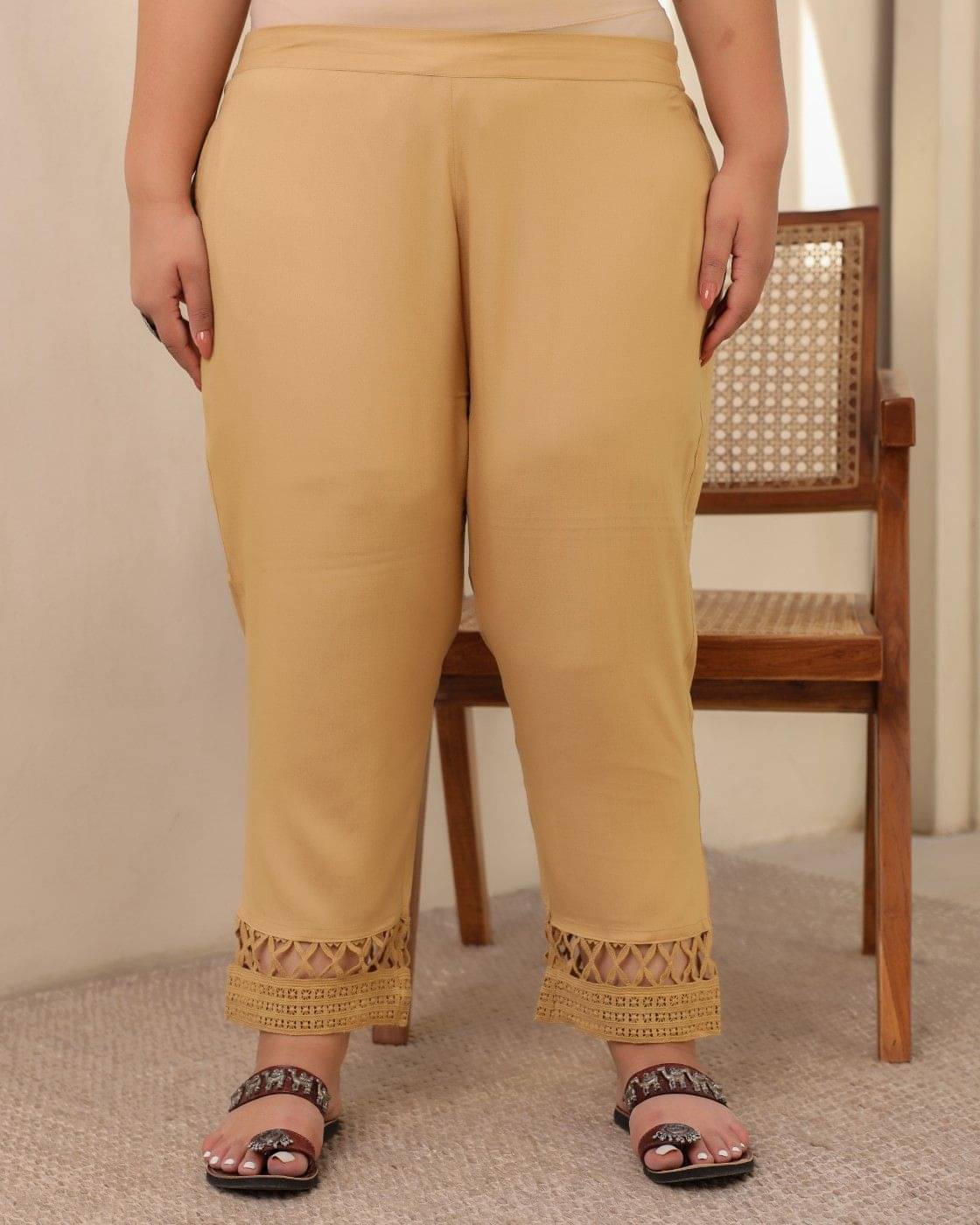     			Juniper - Gold Rayon Women's Straight Pant ( Pack of 1 )