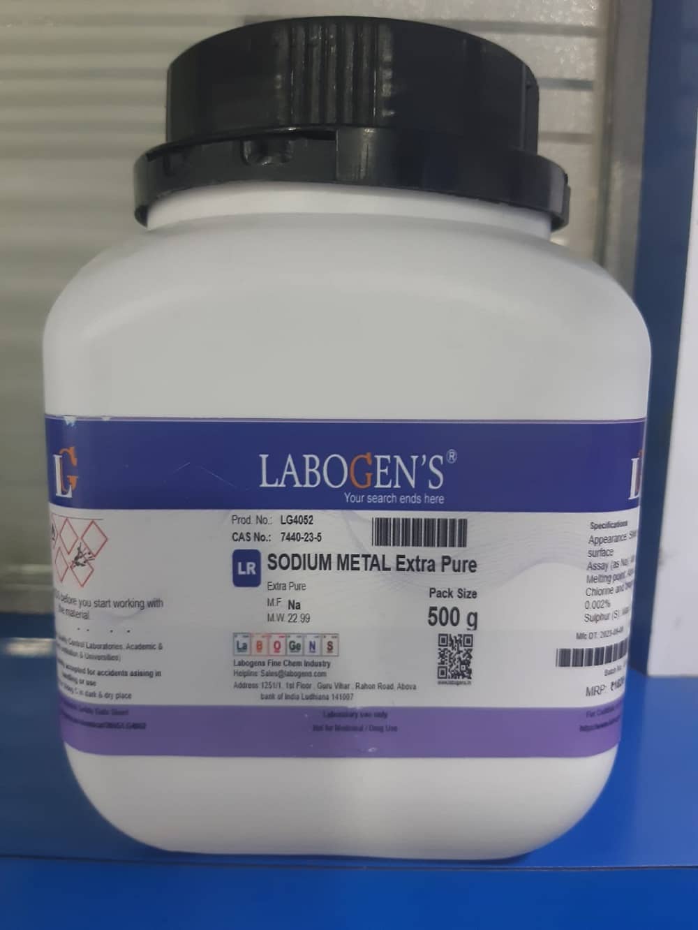 LG SODIUM METAL in Liquid paraffin 500gm
