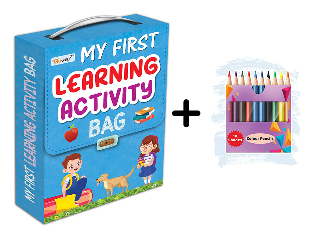 My first learning Activity bag and 10 COLOUR PENCILS : Kids activity book, Activity Bag for early learners, Mazes,Small Letters,Capital Letter & more- Combo of Learning bag with 10 free colour pencils My first learning Activity bag and 10 COLOUR PENCILS : Kids activity book, Activity Bag for early learners, Mazes,Small Letters,Capital Letter & more- Combo of Learning bag with 10 free colour pencils
