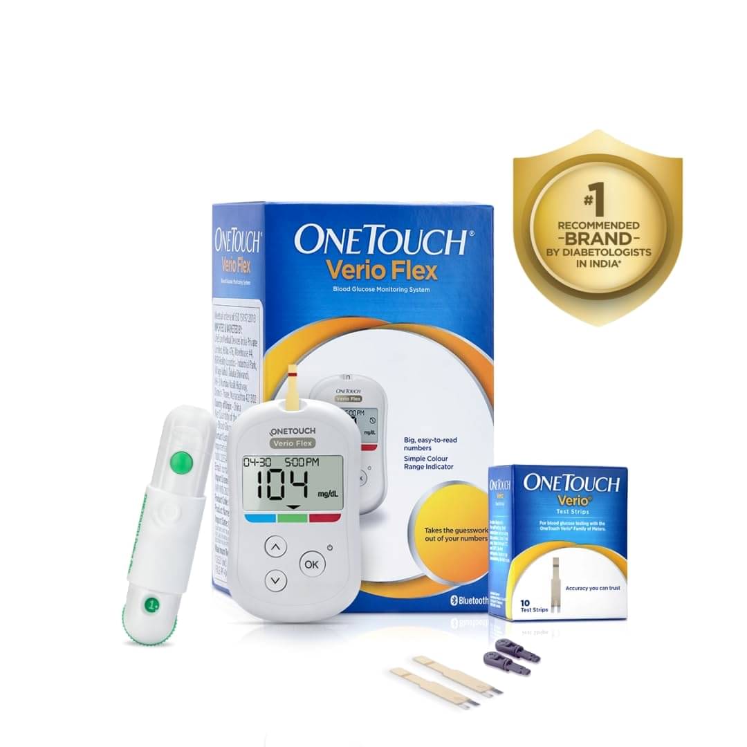 OneTouch Verio Flex glucometer| Syncs with mobile app| 10 Test Strips, 10 Lancets & 1 Lancing device OneTouch Verio Flex glucometer| Syncs with mobile app| 10 Test Strips, 10 Lancets & 1 Lancing device