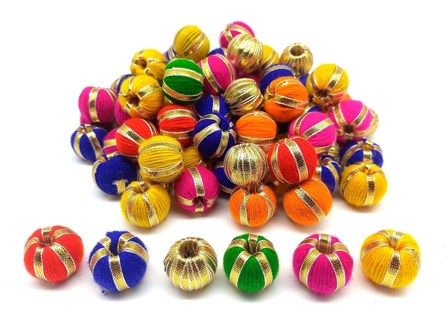     			PRANSUNITA Multicolor Gota Round Balls for Art Work Diwali, Lohri, Vandanwar Wall Decoration, Handcrafted- Size- 2cm – 90-100 Pcs - GOTA Multi Balls