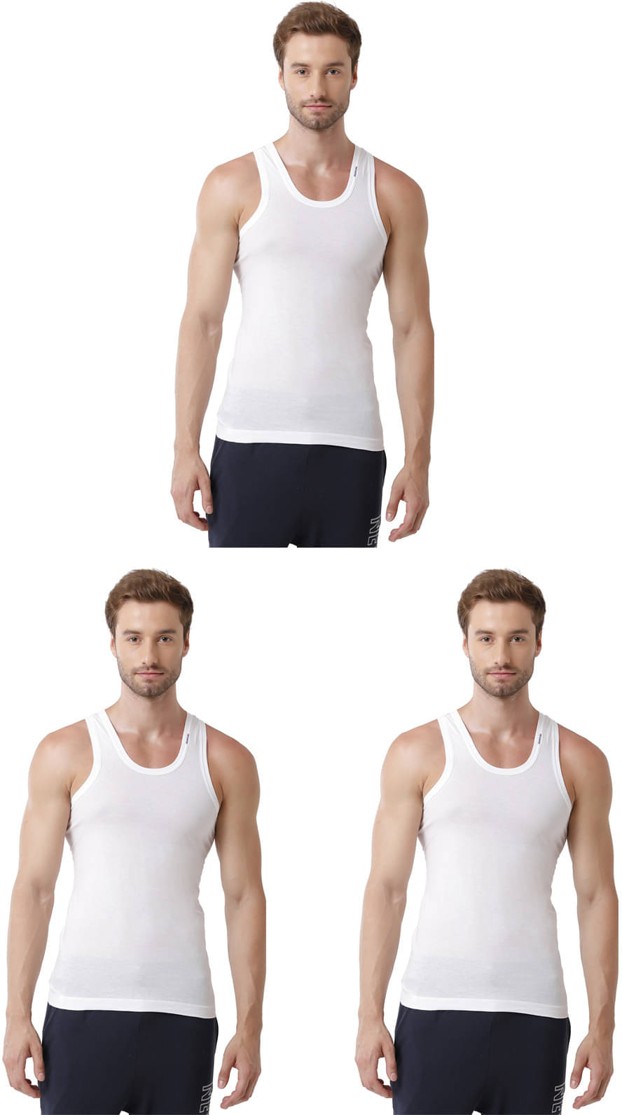     			Rupa Frontline White Cotton Men's Vest ( Pack of 3 )