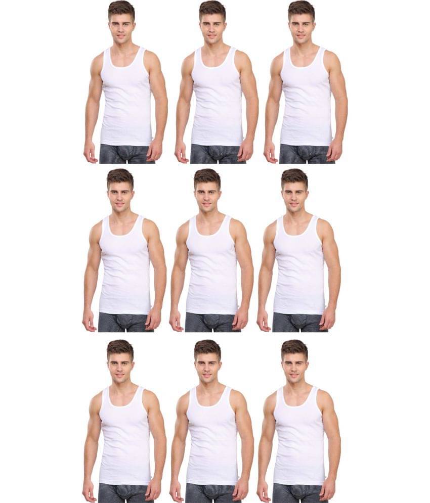 Rupa Frontline White Cotton Men's Vest ( Pack of 9 ) Rupa Frontline White Cotton Men's Vest ( Pack of 9 )